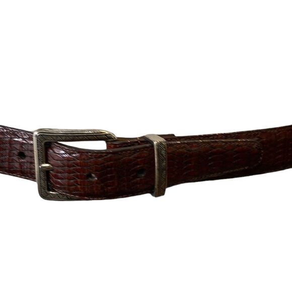Brighton Vintage Brown Woven Weave Leather Belt Silver Tone Buckle 1996 Office main image 4
